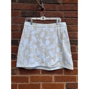 G/FORE Skort Women’s 8 Golf Floral Maverick Skirt White Tan Tonal Stone Tennis